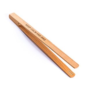 Grill tongs Diamandi with engraving, cherry wood, personal engraving