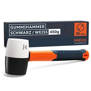 Gummihammer PRESCH Schwarz/Weiß 450g, hart, Fiberglasstiel