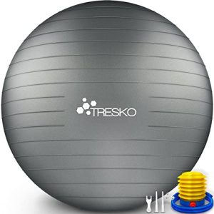 Ballon d'exercice TRESKO avec affiche d'exercice GRATUITE comprenant une pompe à air