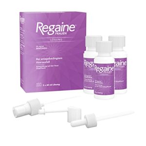 Hair growth product Rogaine women's solution: With 20 mg/ml minoxidil