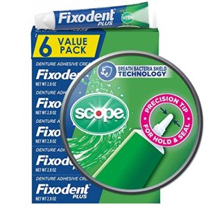 Αυτοκόλλητη κρέμα οδοντοστοιχιών Fixodent Plus 2 oz (Συσκευασία των 4)