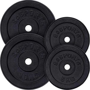 Discos de pesas ScSPORTS ® set 30kg, 2×5/2x10kg, 30 mm