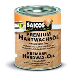 Huile de cire dure Saicos Premium 3200 satinée mate incolore, 0,75 litre