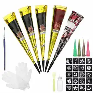 Henna fake freckles skymore 6 stueck cones mit 24 schablone
