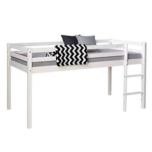 Loft bed Homestyle4u 1433 white children's bed 90×200 with ladder