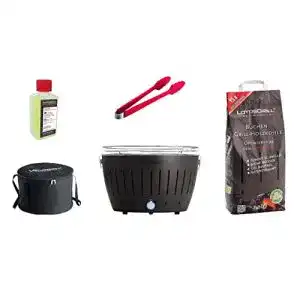 Holzkohlegrill lotusgrill starter set classic 1x grill anthrazitgrau