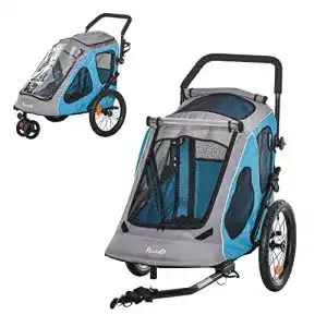 Hundeanhaenger pawhut 2 in 1 haustier fahrradanhaenger