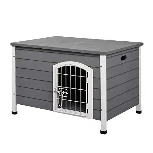 Hundehütte PawHut für kleine Hunde mit Tür und Gitterbox