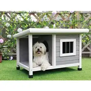 Hundehuette petsfit aus massivholz hundehaus mit balkon