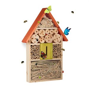 Hotel de insectos Relaxdays para mariposas, escarabajos y casa de abejas