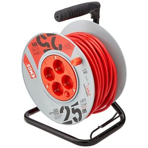 Tambor de cable EMOS P09225 profesional, cable de 25 m con 4 enchufes