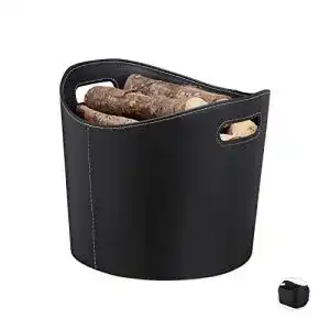 Kaminholztasche relaxdays schwarz kaminholzkorb kunstleder l