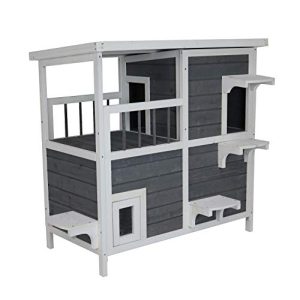 Outdoor cat house SUNNYDEALS large cat house grey-white