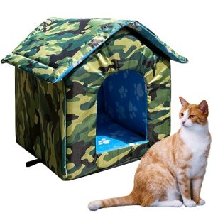 Topoloar cat house with waterproof canvas roof