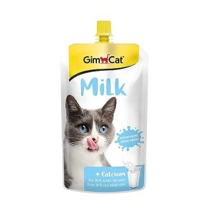 Leite para gatos Leite GimCat feito com leite integral real com baixo teor de lactose