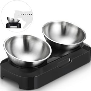 WEINIDASI cat bowl with stainless steel, cat food bowl