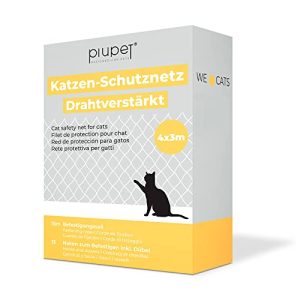 Kedi ağı PiuPet ® tel takviyeli, 4x3m, siyah