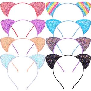 Cat Ears Beinou Headband 8 pezzi di cerchi per capelli di gatto glitterati