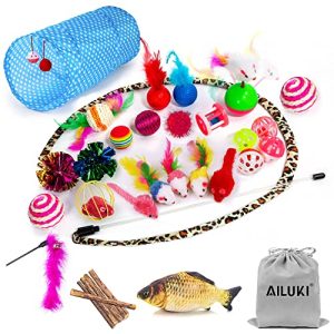 Cat toy AILUKI 31 pieces, set with cat tunnel Jingle Bell