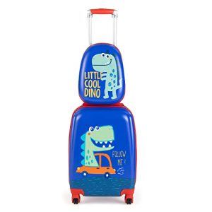 Valise enfant COSTWAY 2 pièces + sac à dos, trolley enfant, plastique