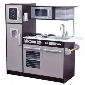 Kinderkueche kidkraft uptown espresso aus holz mit zubehoer