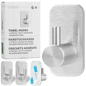 Adhesive hook LIVAIA towel hook self-adhesive: 4 hooks