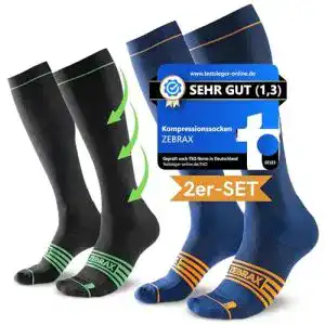 Kompressionsstruempfe zebrax 2er damen herren gr 35 47