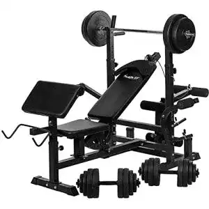 Kraftstation movit pro inkl 60 kg hantelset dip station