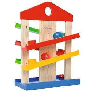 Marble run Eichhorn, house, colorful wooden roller track, for children