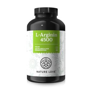 L-Arginine Nature Love ® 365 gélules – Dosage élevé : 4500mg HCL