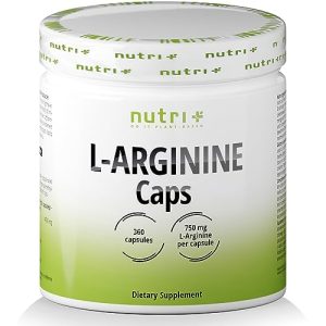 Cápsulas L-Arginina Nutri + Base vegan, alta dosagem – fermentada