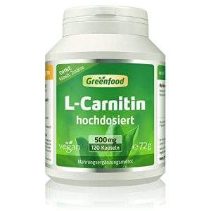 L-Carnitina Greenfood, 500 mg, dose alta, 120 cápsulas, vegano