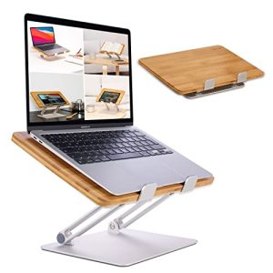 Suporte para laptop HENNEZ suporte para laptop em madeira, ajustável em altura