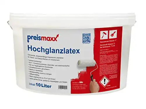Latexfarbe Preismaxx Hochglanzlatex Wandfarbe abwischbar