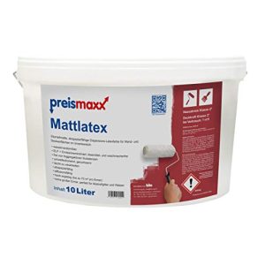 Latex paint Preismaxx matt latex wall paint, white, matt, 10 liters