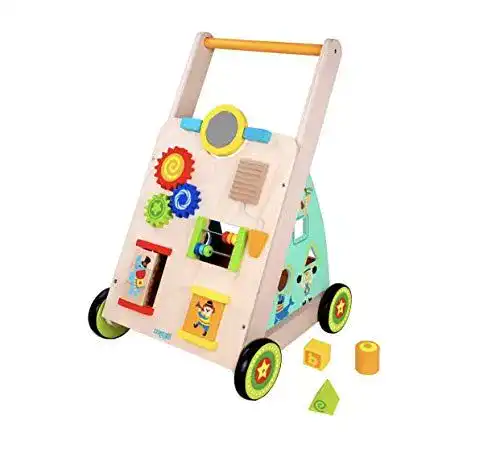 Lauflernwagen aus Holz mit Gummibereifung für Babys ab 1 Jahr