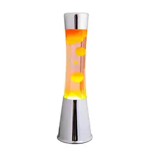 Lavalampe fisura orange verchromte silberne basis transparent