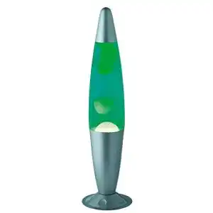 Chrom Lavalampe mit Gelb-Blauem Wachs und Wasser, R50071116 C
