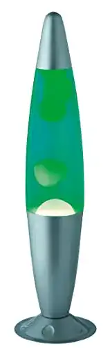 Chrom Lavalampe mit Gelb-Blauem Wachs und Wasser, R50071116 C