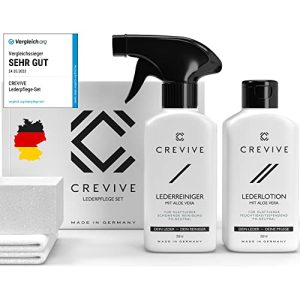 CREVIVE deri bakım seti, deri temizleyici ve deri losyonu içerir