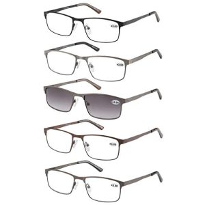 Läsglasögon EYECEDAR förpackning med 5 rektangelbågar för män i rostfritt stål