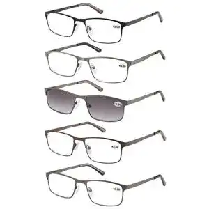 Lesebrille eyecedar 5 stueck herren rechteck rahmen edelstahl