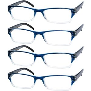 Eyekepper Lot de 4 lunettes de lecture rectangulaires pour homme et femme