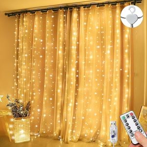 Lezonic 3x3m LED light curtain, fairy lights with 8 modes