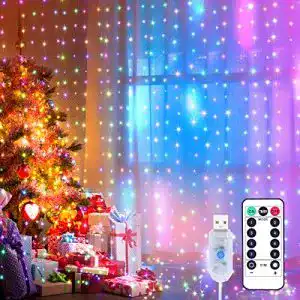 Lichtervorhang yizhet 3x3m led lichterkette lichterkettenvorhang