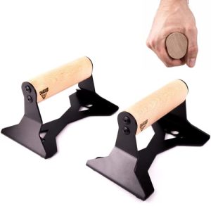 Alças push-up PULLUP & DIP com cabo ergonômico de madeira
