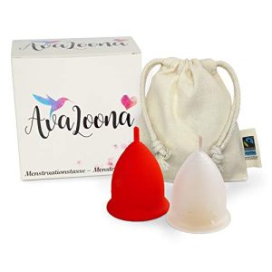 Conjunto de copo menstrual AvaLoona fabricado na Alemanha, comércio justo orgânico