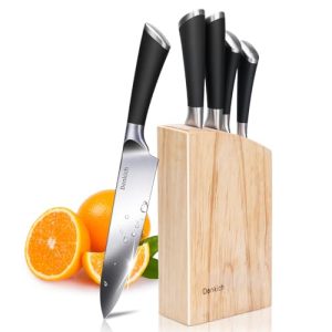 Bloc à couteaux Denkich, ensemble de couteaux de cuisine 6 pièces, tranchants