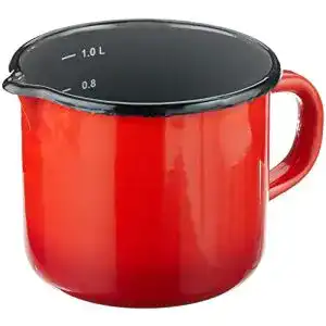 Milchtopf krueger karl emaille rot grau 12 cm