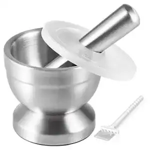 Moerser tera stoessel set edelstahl mit schlegel und deckel